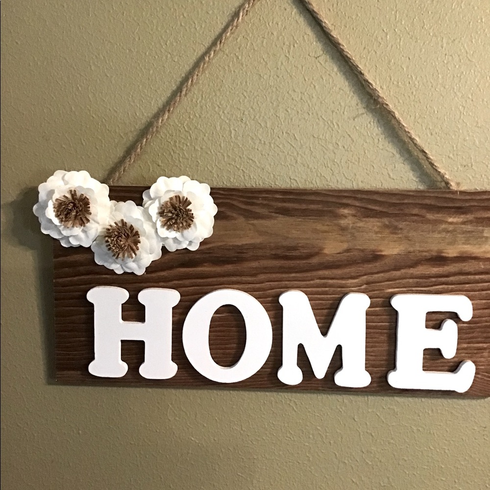 Home decor rustic wood with flowers handmade housewarming gift